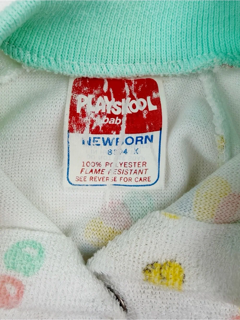 Vintage Playskool Newborn Terry Footed Sleeper Pajamas Bear Balloons USA Made